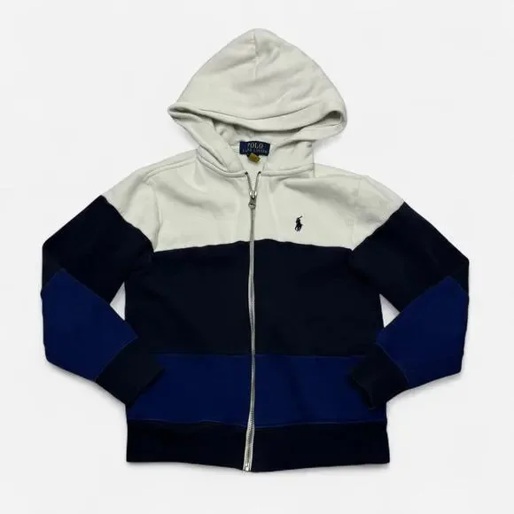Polo Ralph Lauren Kids Colorblock Zip Hoodie Size 8 - Picture 1 of 6